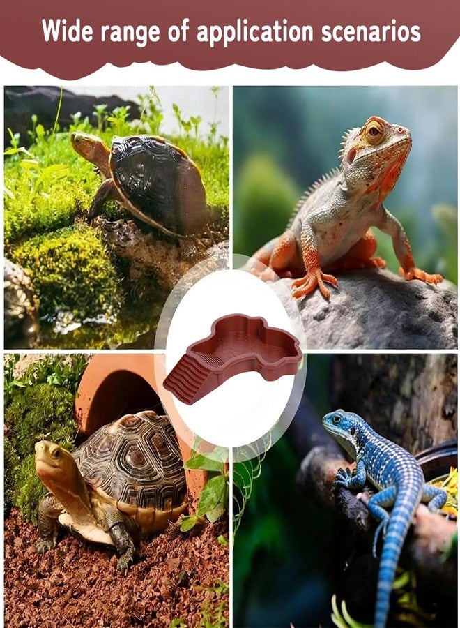 Could Spark Small Water Dish Plastic Reptile Bathing Pool， Thickened Non-Slip Feeding Tortoise Food Water Bowls with Removable Ramp，Tortoise Habitat Accessories for Turtle Lizard Gecko Snake Bearded Dragons - Image 5